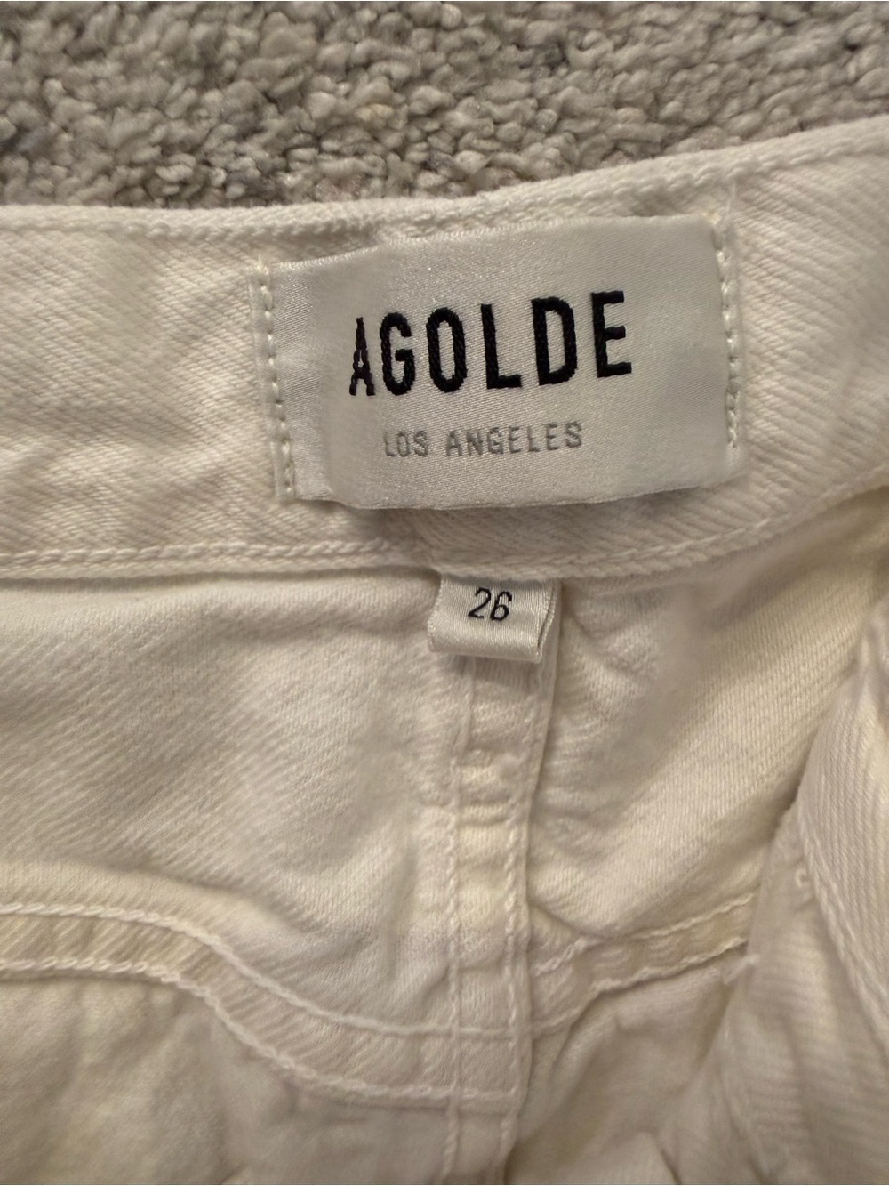 Agolde Women's White High-Rise Straight Leg Jeans with Knee Slit - Picture 4 of 5
